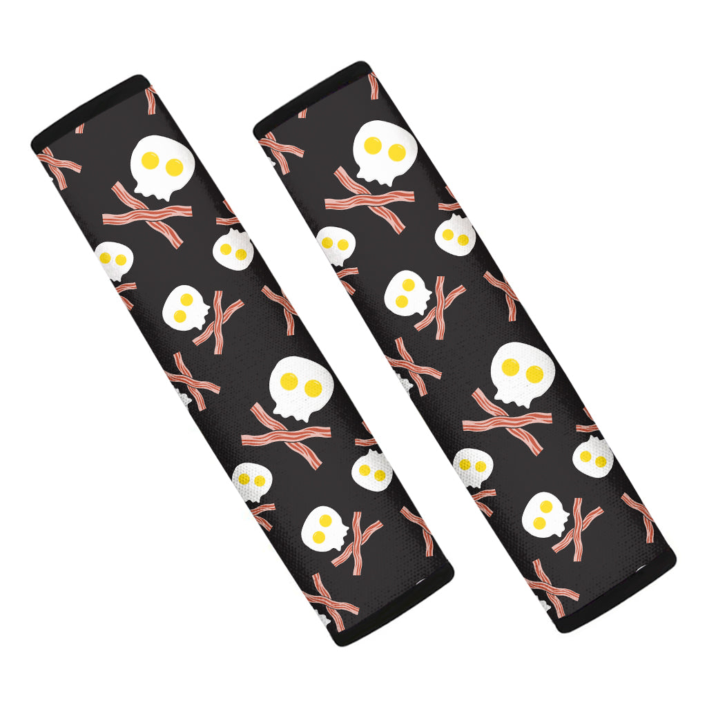Skull Fried Egg And Bacon Pattern Print Car Seat Belt Covers