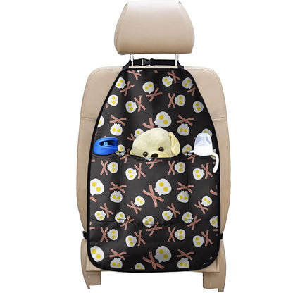 Skull Fried Egg And Bacon Pattern Print Car Seat Organizers