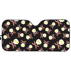 Skull Fried Egg And Bacon Pattern Print Car Sun Shade