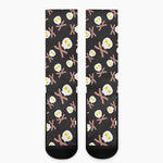 Skull Fried Egg And Bacon Pattern Print Crew Socks