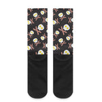 Skull Fried Egg And Bacon Pattern Print Crew Socks