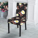 Skull Fried Egg And Bacon Pattern Print Dining Chair Slipcover