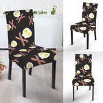 Skull Fried Egg And Bacon Pattern Print Dining Chair Slipcover