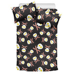 Skull Fried Egg And Bacon Pattern Print Duvet Cover Bedding Set