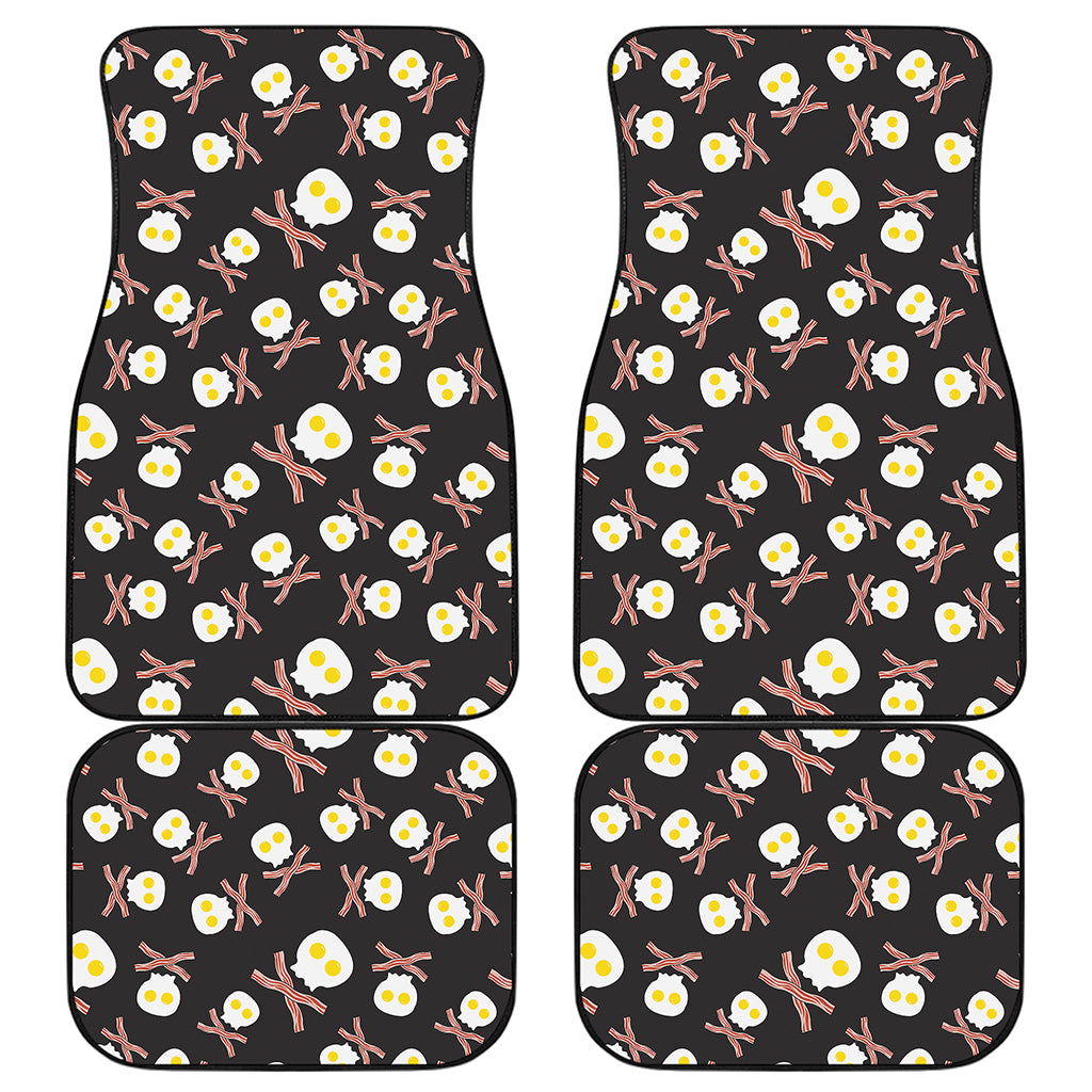 Skull Fried Egg And Bacon Pattern Print Front and Back Car Floor Mats