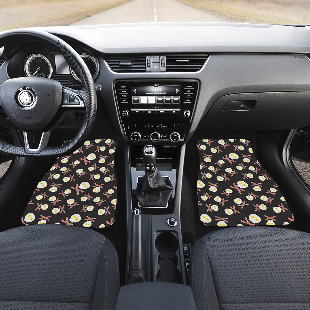 Skull Fried Egg And Bacon Pattern Print Front and Back Car Floor Mats