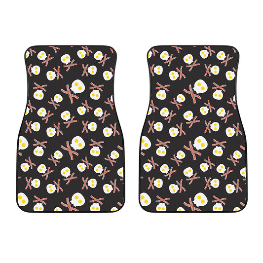 Skull Fried Egg And Bacon Pattern Print Front Car Floor Mats