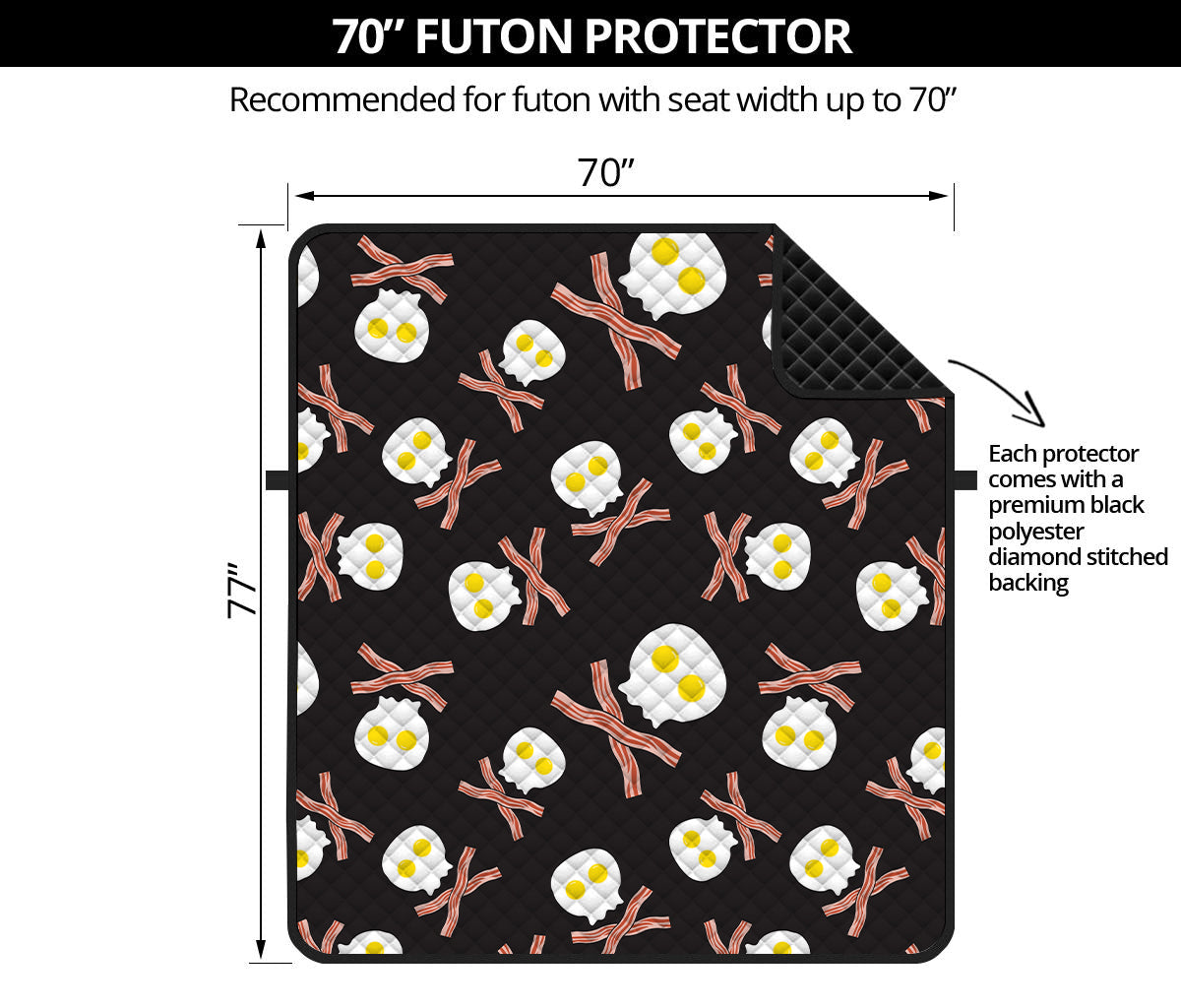 Skull Fried Egg And Bacon Pattern Print Futon Protector