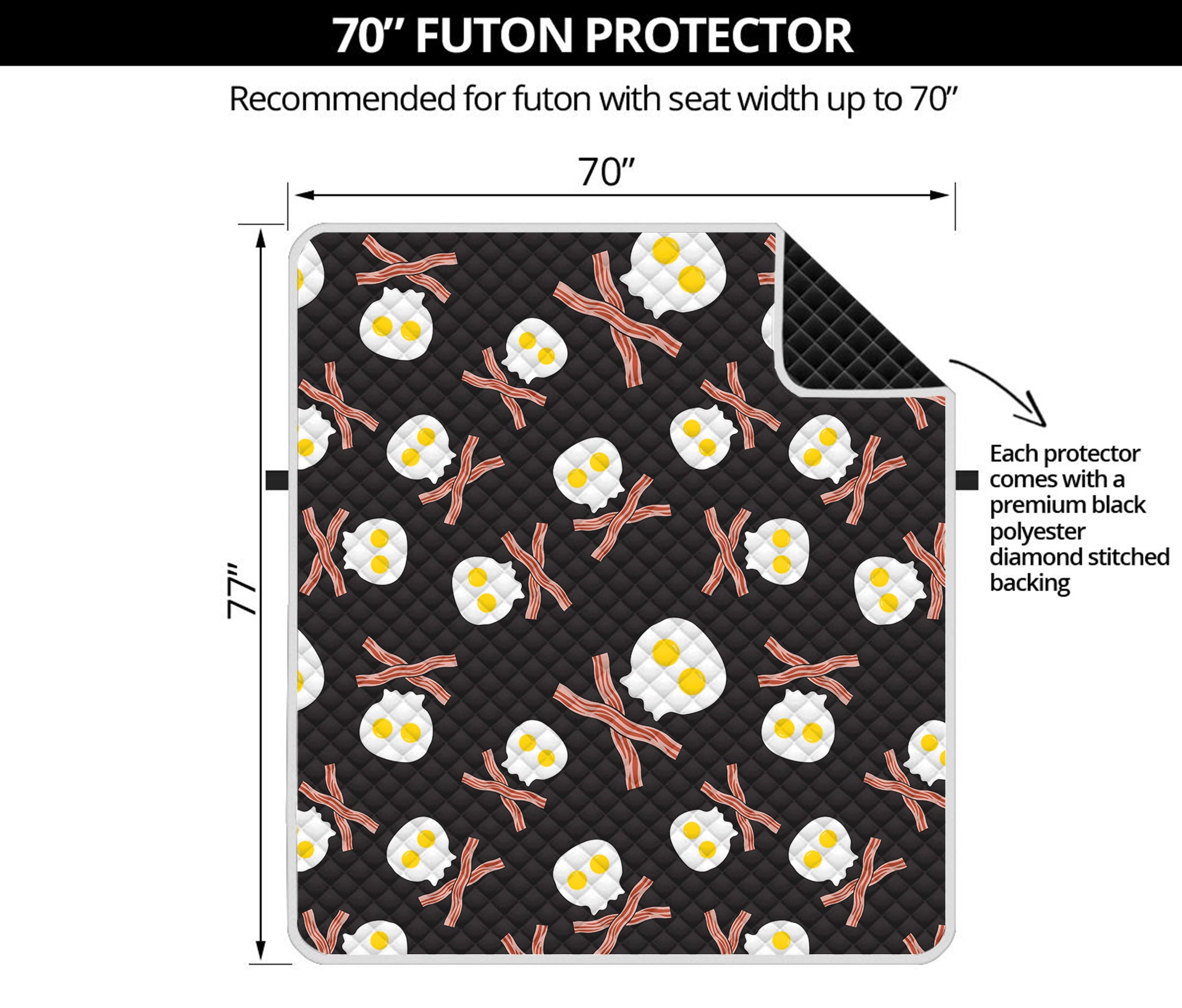 Skull Fried Egg And Bacon Pattern Print Futon Protector