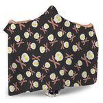 Skull Fried Egg And Bacon Pattern Print Hooded Blanket