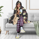Skull Fried Egg And Bacon Pattern Print Hooded Blanket