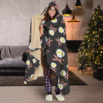 Skull Fried Egg And Bacon Pattern Print Hooded Blanket