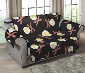 Skull Fried Egg And Bacon Pattern Print Loveseat Protector