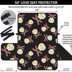 Skull Fried Egg And Bacon Pattern Print Loveseat Protector