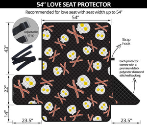 Skull Fried Egg And Bacon Pattern Print Loveseat Protector