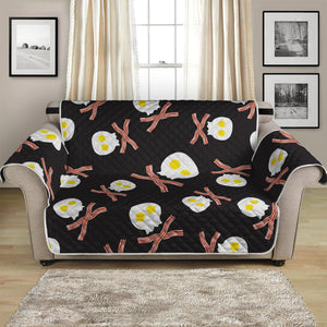 Skull Fried Egg And Bacon Pattern Print Loveseat Protector