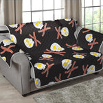 Skull Fried Egg And Bacon Pattern Print Loveseat Protector