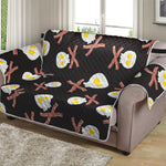 Skull Fried Egg And Bacon Pattern Print Loveseat Protector