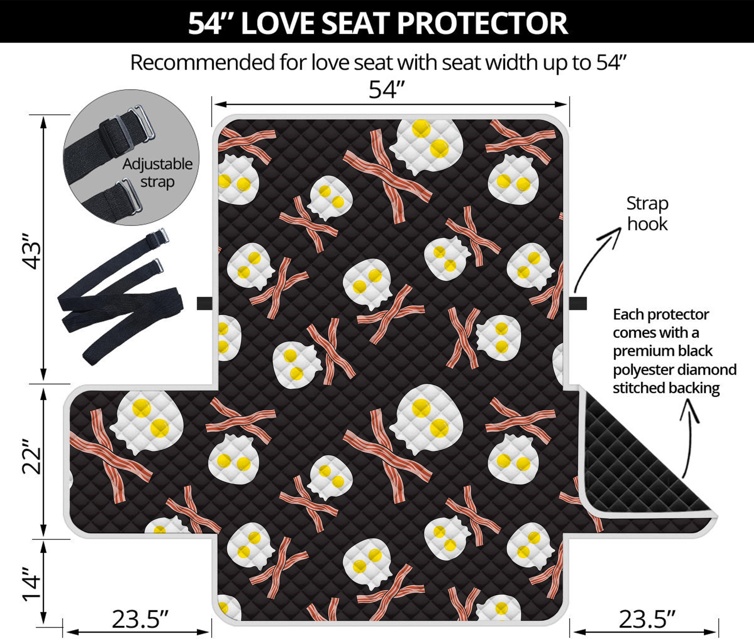 Skull Fried Egg And Bacon Pattern Print Loveseat Protector