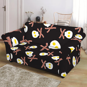 Skull Fried Egg And Bacon Pattern Print Loveseat Slipcover