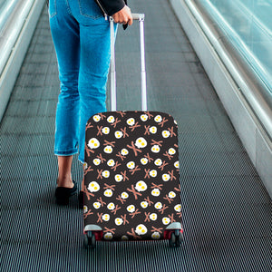 Skull Fried Egg And Bacon Pattern Print Luggage Cover