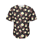 Skull Fried Egg And Bacon Pattern Print Men's Baseball Jersey