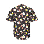 Skull Fried Egg And Bacon Pattern Print Men's Baseball Jersey