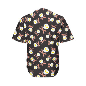 Skull Fried Egg And Bacon Pattern Print Men's Baseball Jersey