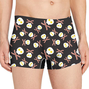 Skull Fried Egg And Bacon Pattern Print Men's Boxer Briefs