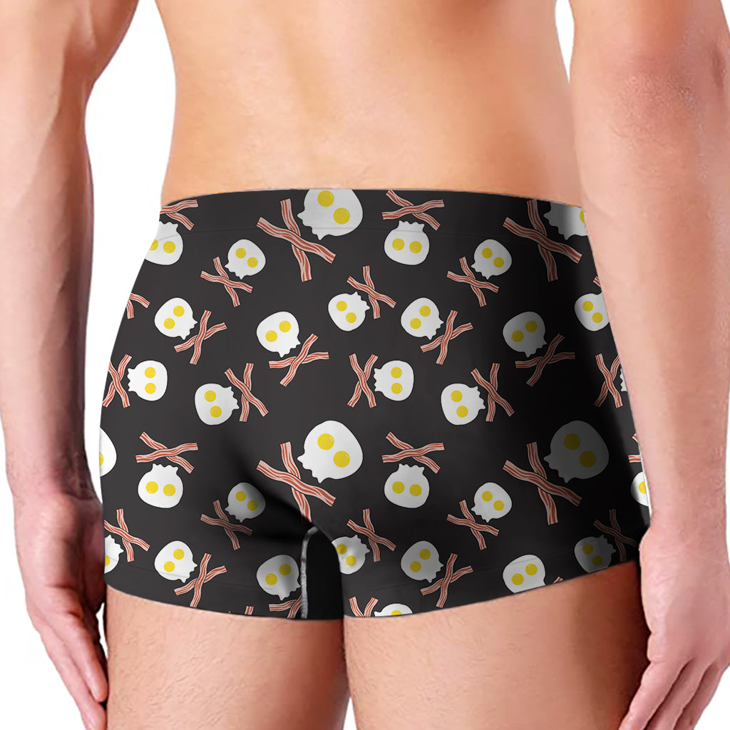 Skull Fried Egg And Bacon Pattern Print Men's Boxer Briefs