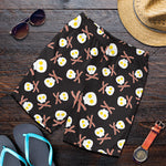 Skull Fried Egg And Bacon Pattern Print Men's Shorts