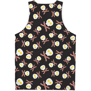 Skull Fried Egg And Bacon Pattern Print Men's Tank Top