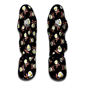 Skull Fried Egg And Bacon Pattern Print Muay Thai Shin Guard