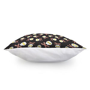 Skull Fried Egg And Bacon Pattern Print Pillow Cover