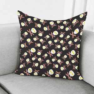 Skull Fried Egg And Bacon Pattern Print Pillow Cover