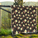 Skull Fried Egg And Bacon Pattern Print Quilt