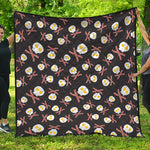 Skull Fried Egg And Bacon Pattern Print Quilt