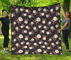 Skull Fried Egg And Bacon Pattern Print Quilt