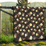 Skull Fried Egg And Bacon Pattern Print Quilt