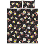 Skull Fried Egg And Bacon Pattern Print Quilt Bed Set