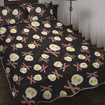 Skull Fried Egg And Bacon Pattern Print Quilt Bed Set