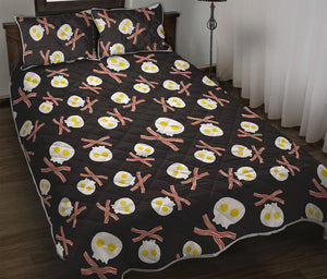 Skull Fried Egg And Bacon Pattern Print Quilt Bed Set