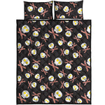 Skull Fried Egg And Bacon Pattern Print Quilt Bed Set