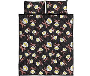 Skull Fried Egg And Bacon Pattern Print Quilt Bed Set