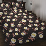 Skull Fried Egg And Bacon Pattern Print Quilt Bed Set