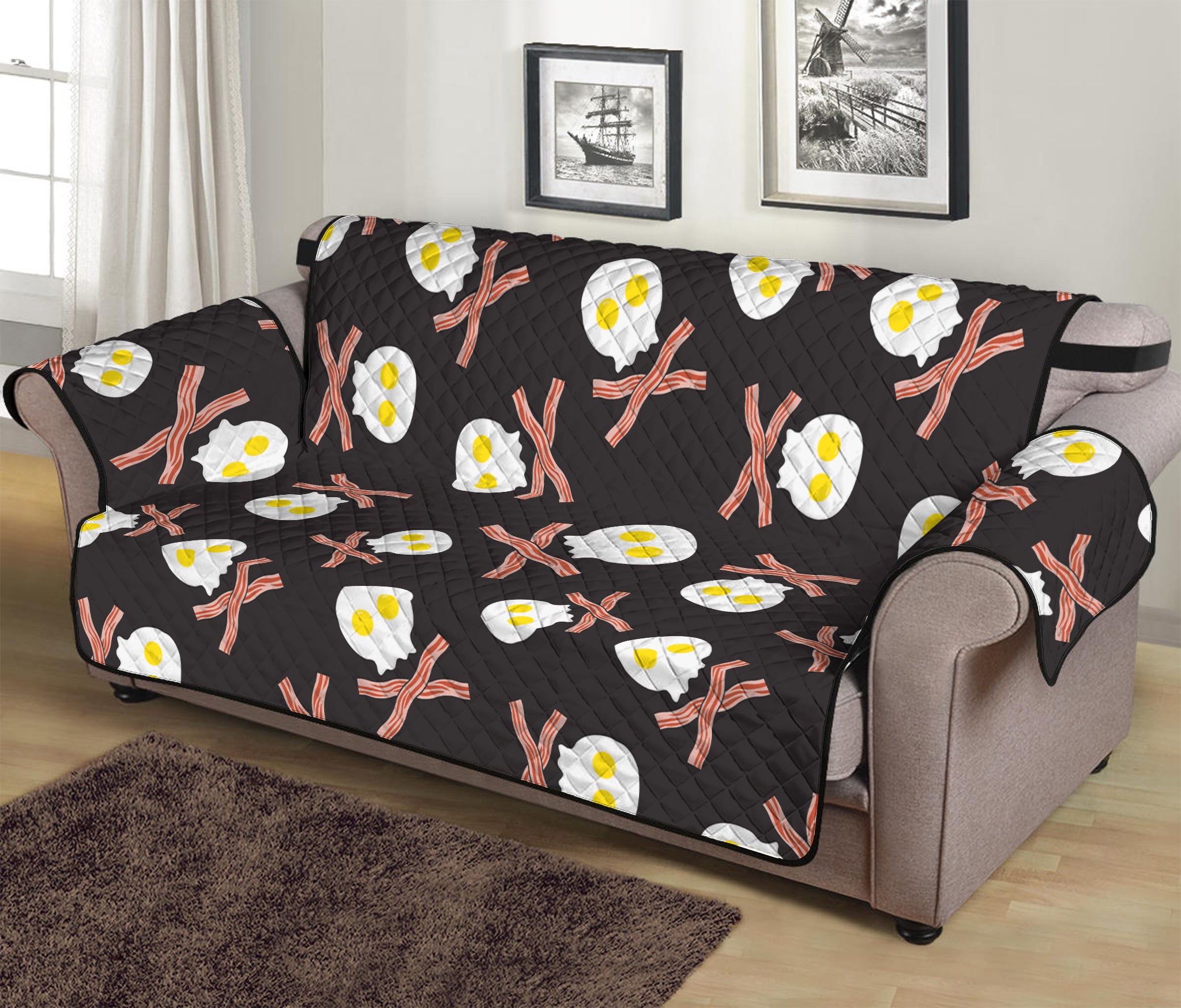 Skull Fried Egg And Bacon Pattern Print Sofa Protector