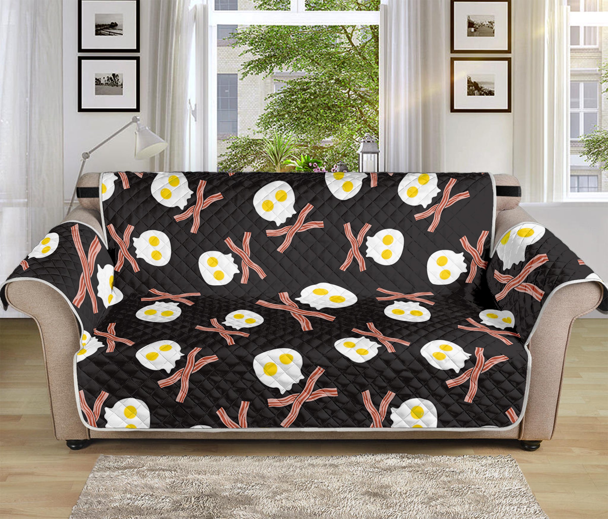 Skull Fried Egg And Bacon Pattern Print Sofa Protector