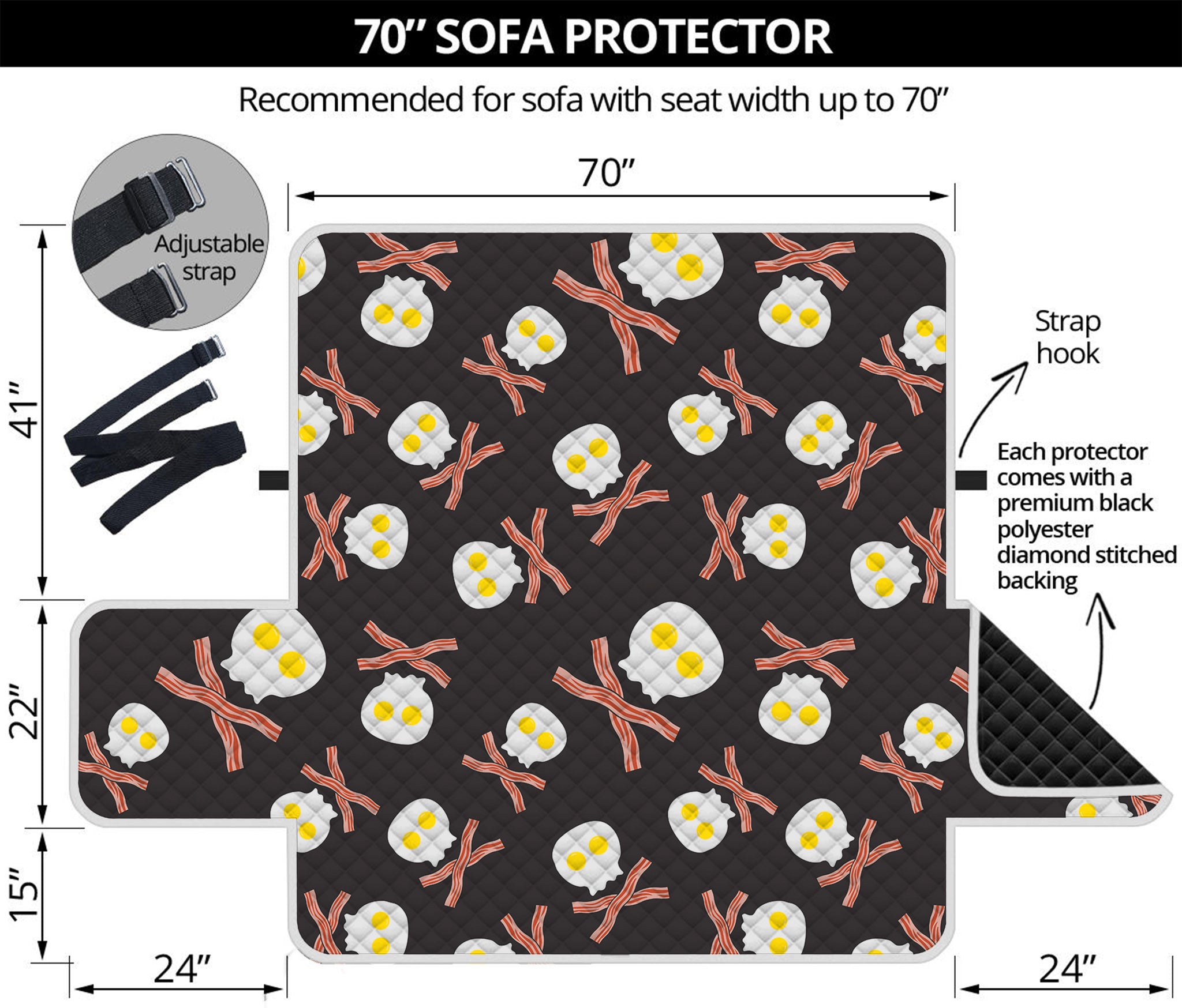 Skull Fried Egg And Bacon Pattern Print Sofa Protector