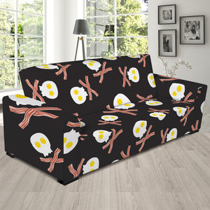 Skull Fried Egg And Bacon Pattern Print Sofa Slipcover