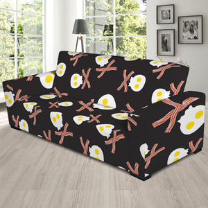 Skull Fried Egg And Bacon Pattern Print Sofa Slipcover